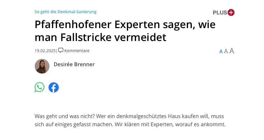 Presseartikel: „Pfaffenhofener Experten sagen, wie man Fallstricke vermeidet“